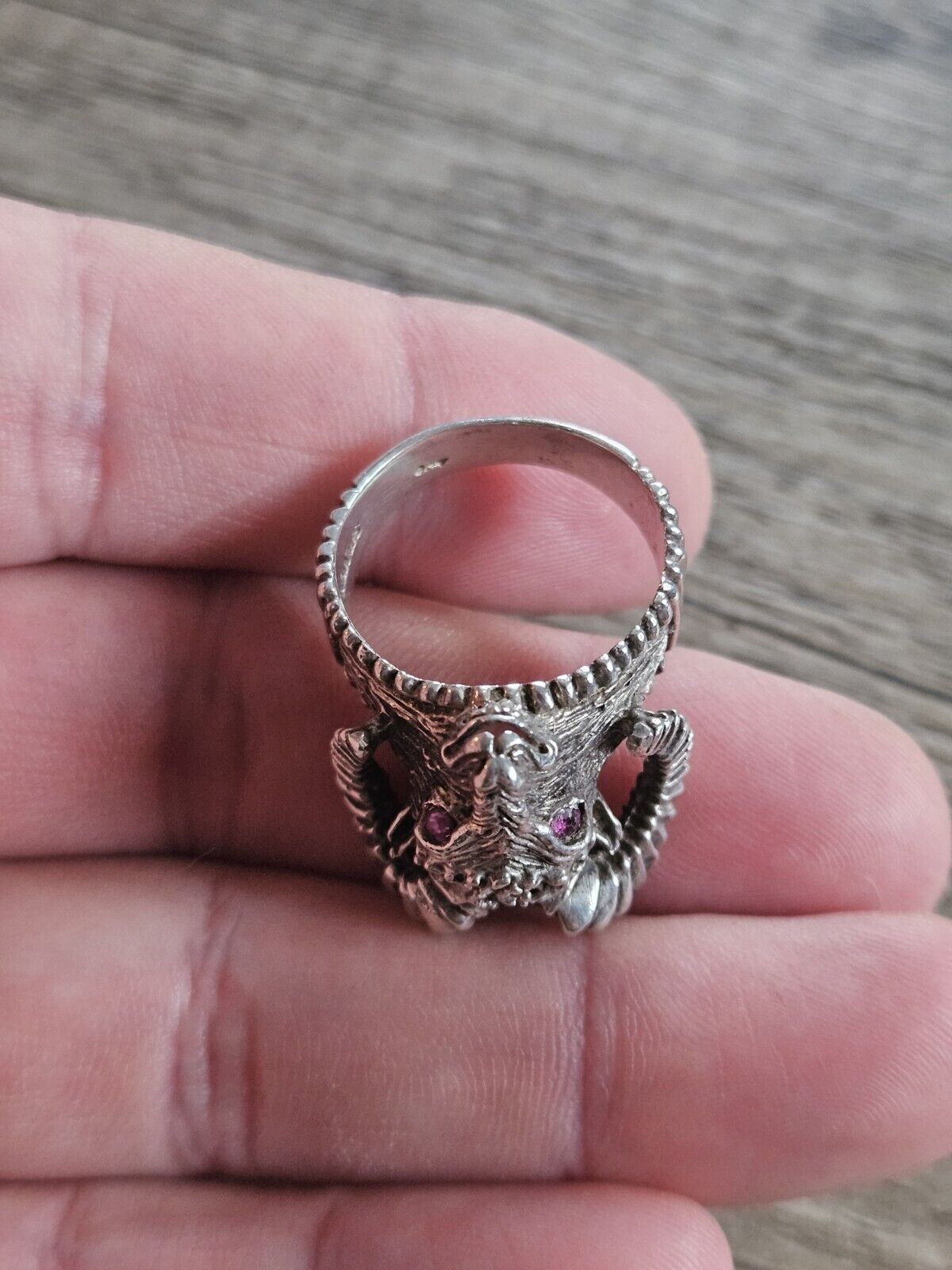 925 Sterling Silver Vintage Aries Zodiac Sign Ring, Size V 1/2, Ram.