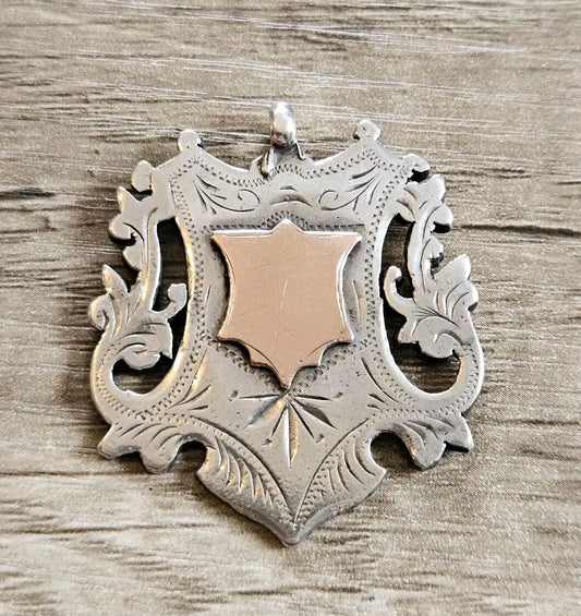 1896-97 Antique Rose Gold and silver 925 pocket watch fob medal.