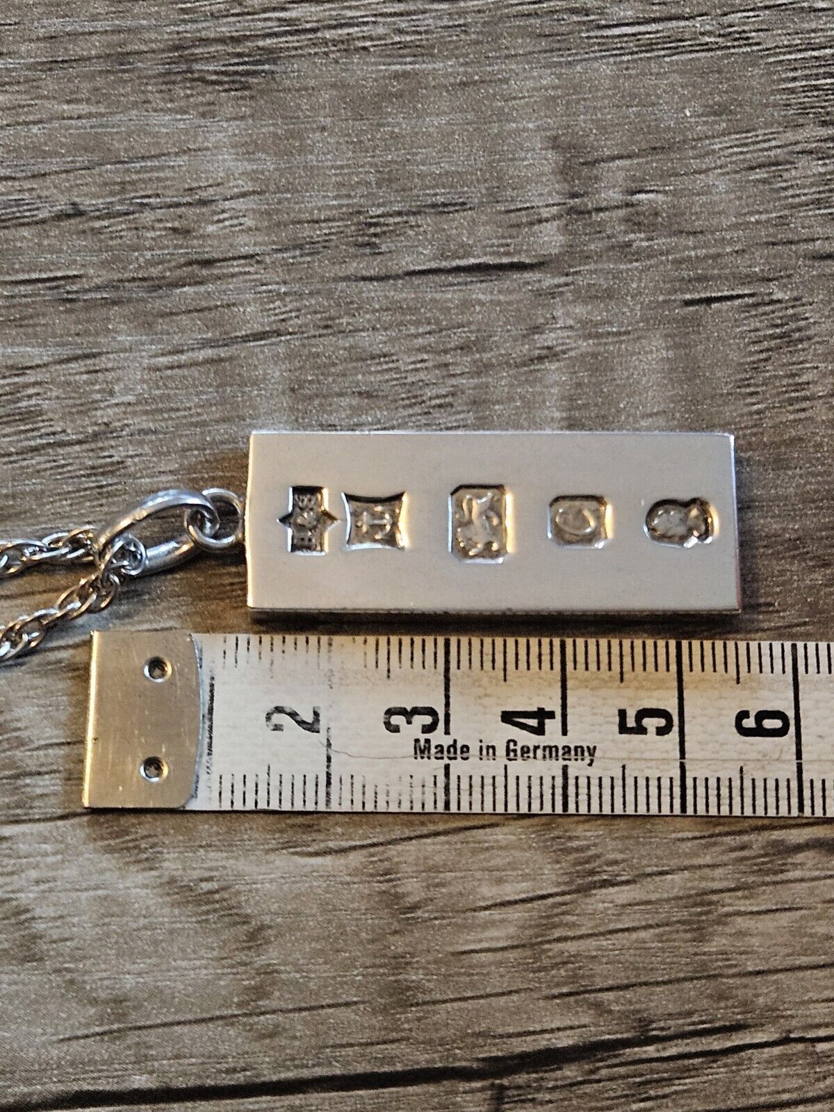 VINTAGE SOLID SILVER 925 BULLION INGOT PENDANT NECKLACE 42g With Chain, 24" Rope