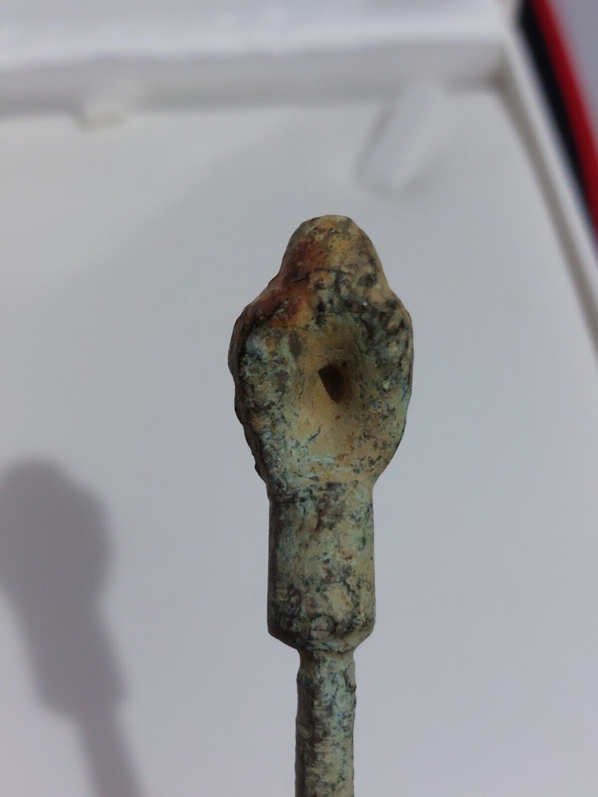 Ancient Roman Bronze hair Pin of A Female bust. 16.5cm Long!