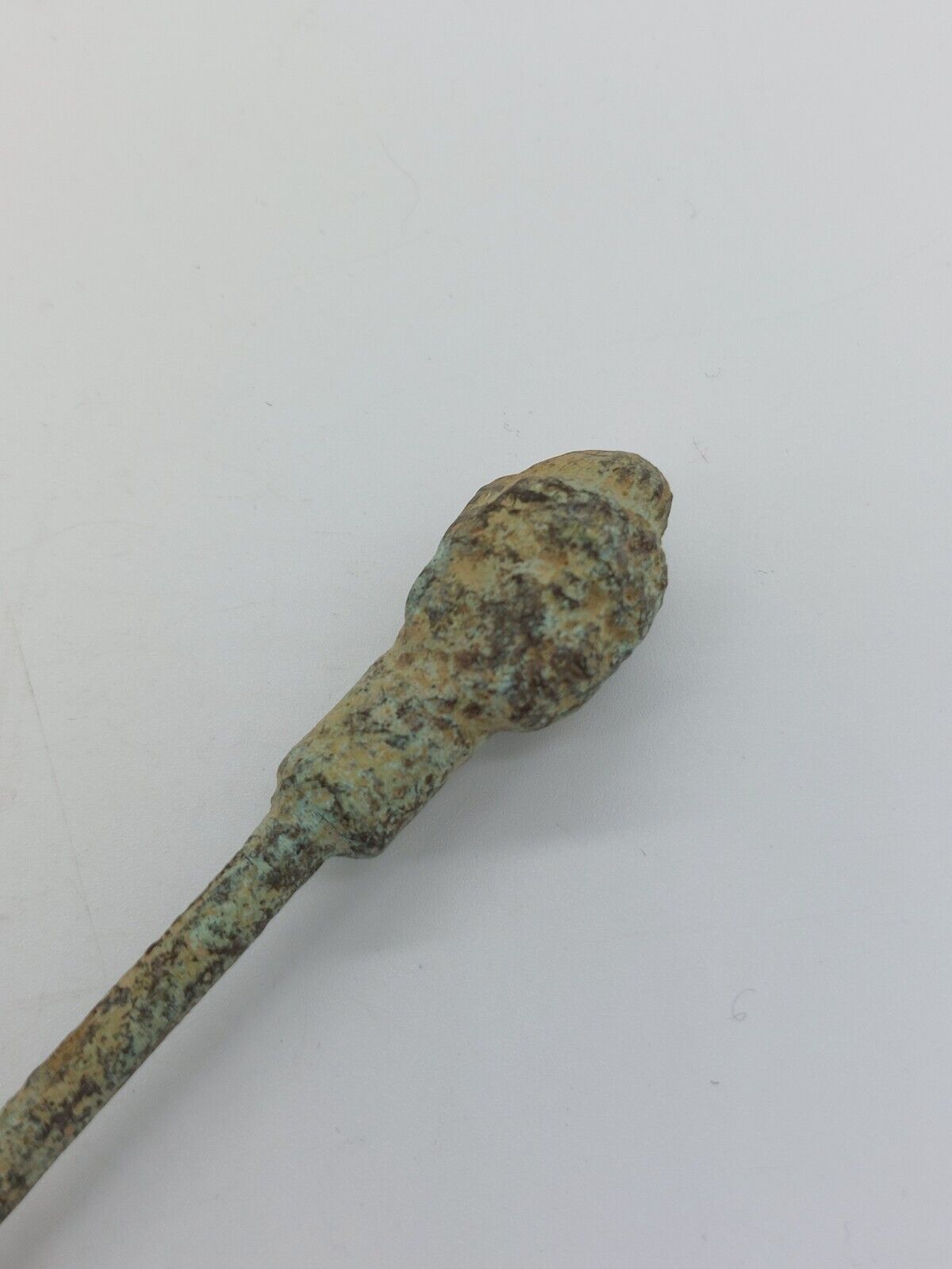 Ancient Roman Bronze hair Pin of A Female bust. 16.5cm Long!