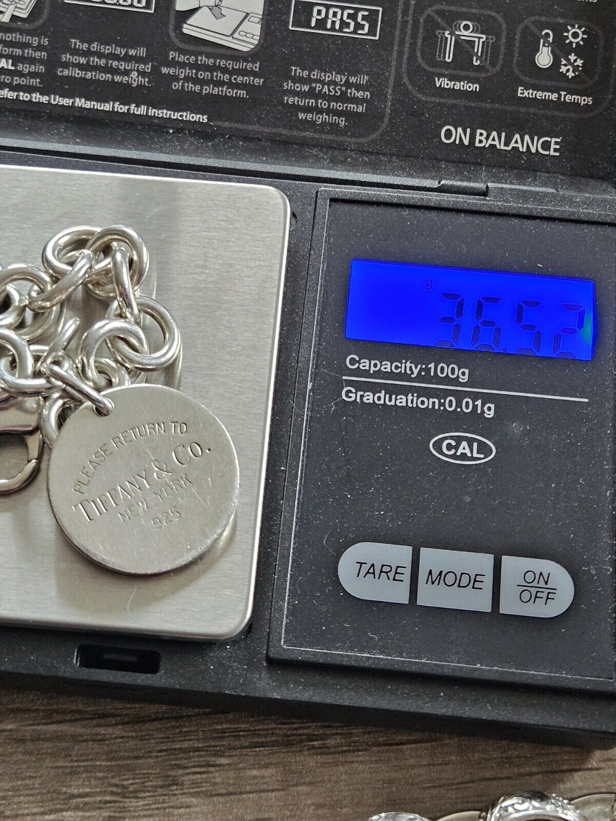 Authentic Tiffany & Co Round Tag Chain Link Bracelet 19cm. Silver 925