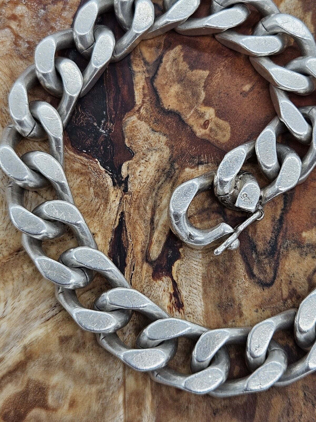 Solid Sterling Silver 925 Curb Link Chain Bracelet 49.6g Hallmarked, 22cm, Heavy