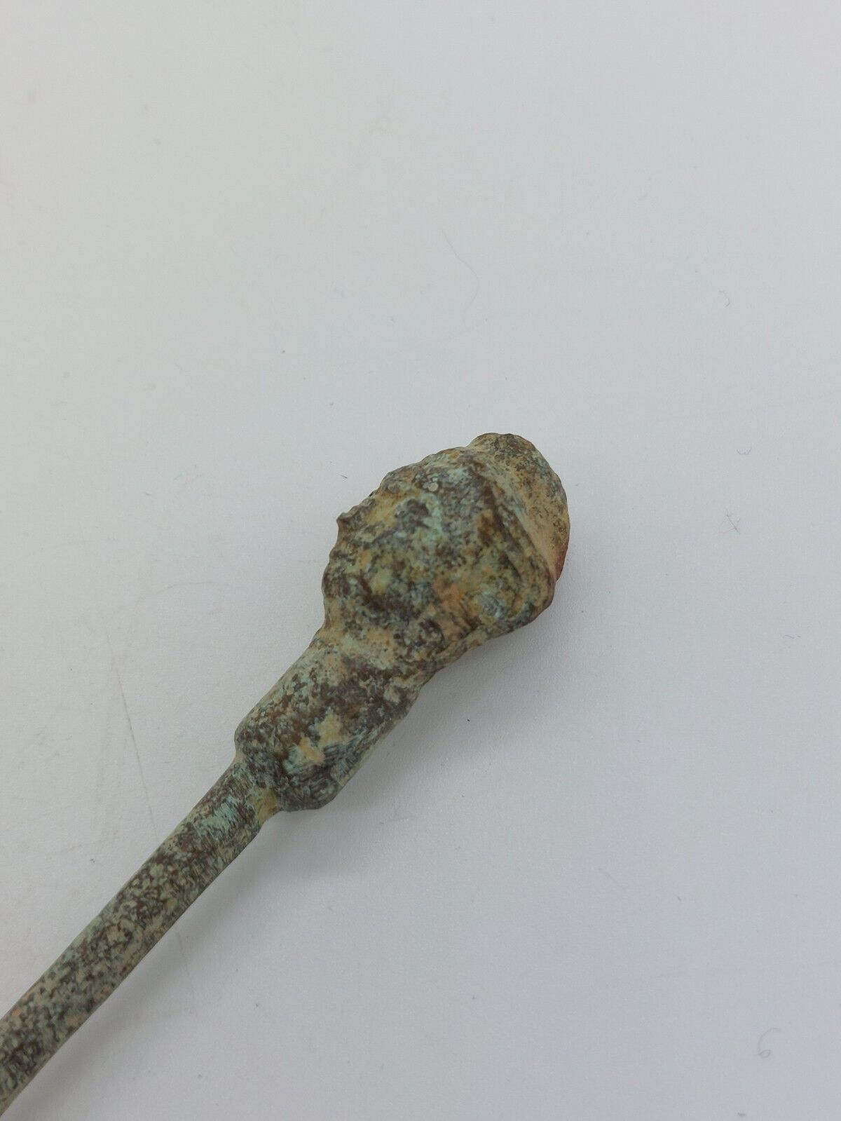 Ancient Roman Bronze hair Pin of A Female bust. 16.5cm Long!