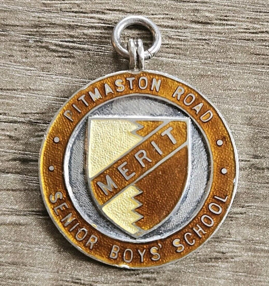Vintage Solid Sterling Silver Fob Medal - Pitmaston Road Senior Boys School