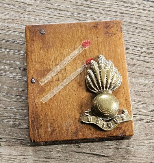 Ww1 / Ww2 Trench Art Match Box Holder, Vesta Case. Royal Artillery Badge, Ubique