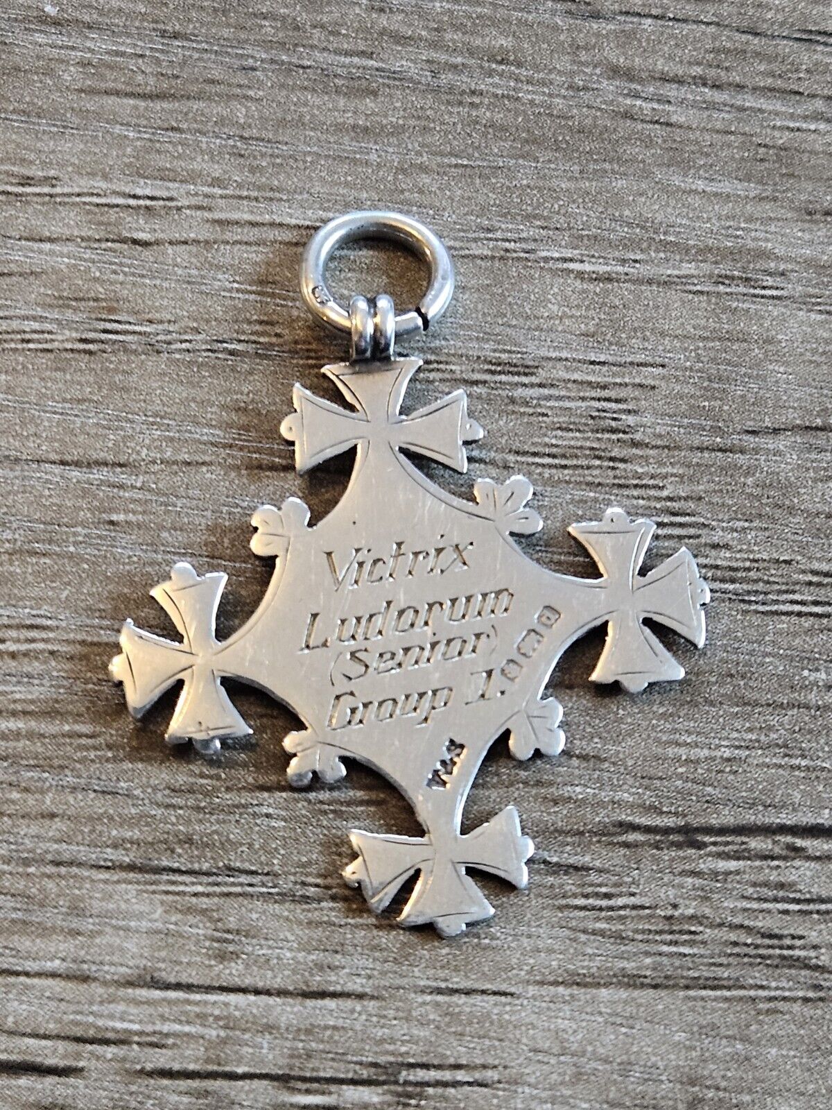 Vintage Sterling Silver 925 Fob Medal. Initials S.D.T.C 1903-04. Victrix Ludorum