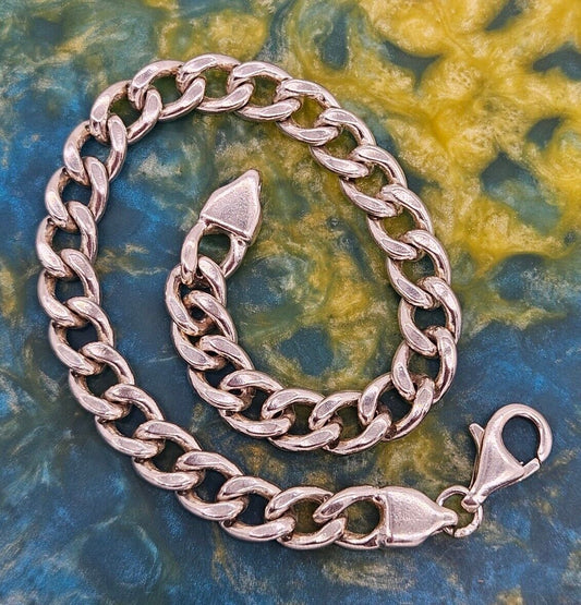 Sterling Silver 925 Traditional Curb Bracelet 7 1/2 Inches, 17.9 Grams.