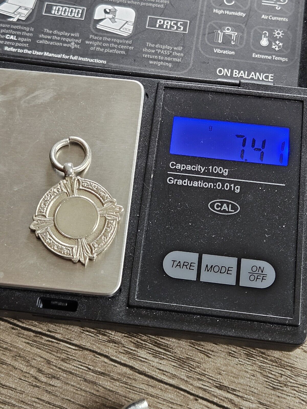 Vintage Sterling Silver 925 Fob Medal 1936, Birmingham 