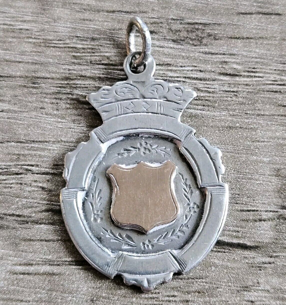1907-08 Antique Rose Gold and silver 925 pocket watch fob medal.