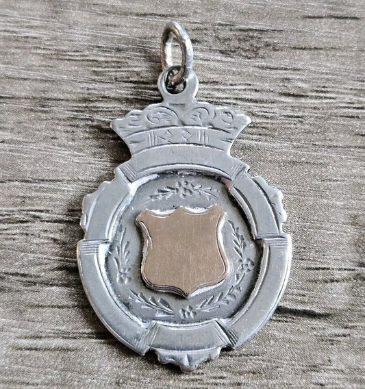 1907-08 Antique Rose Gold and silver 925 pocket watch fob medal.