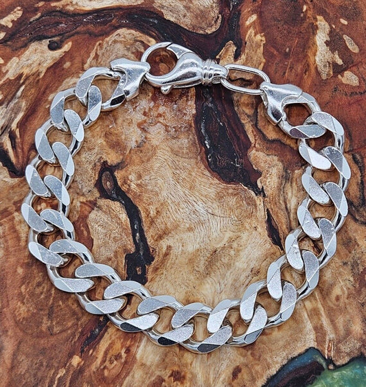 Solid Sterling Silver 925 Curb Bracelet, Hallmarked, 8" Inches Long.