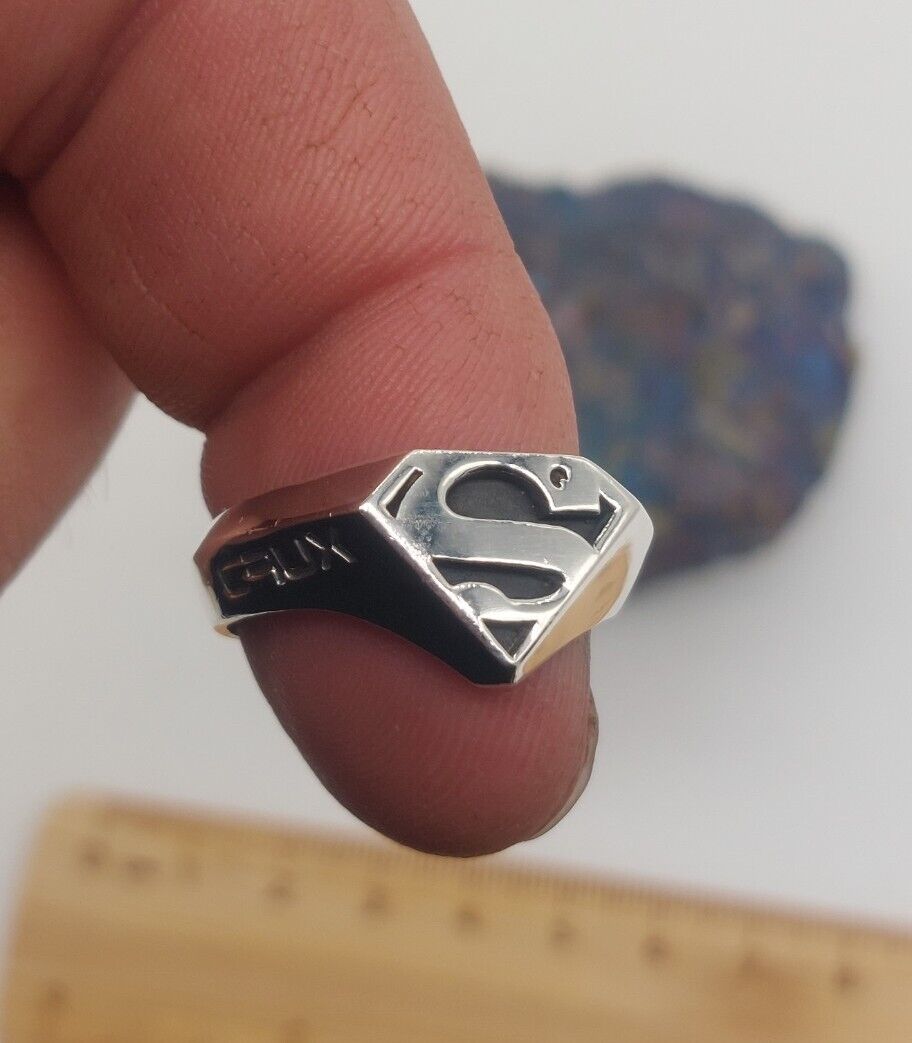 925 Silver Superman S Ring By Crux. UK Size R 1/2