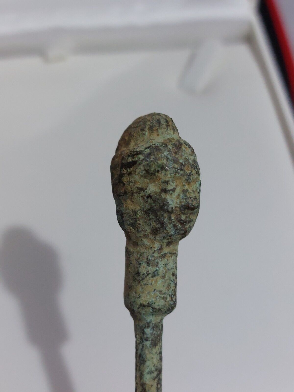 Ancient Roman Bronze hair Pin of A Female bust. 16.5cm Long!