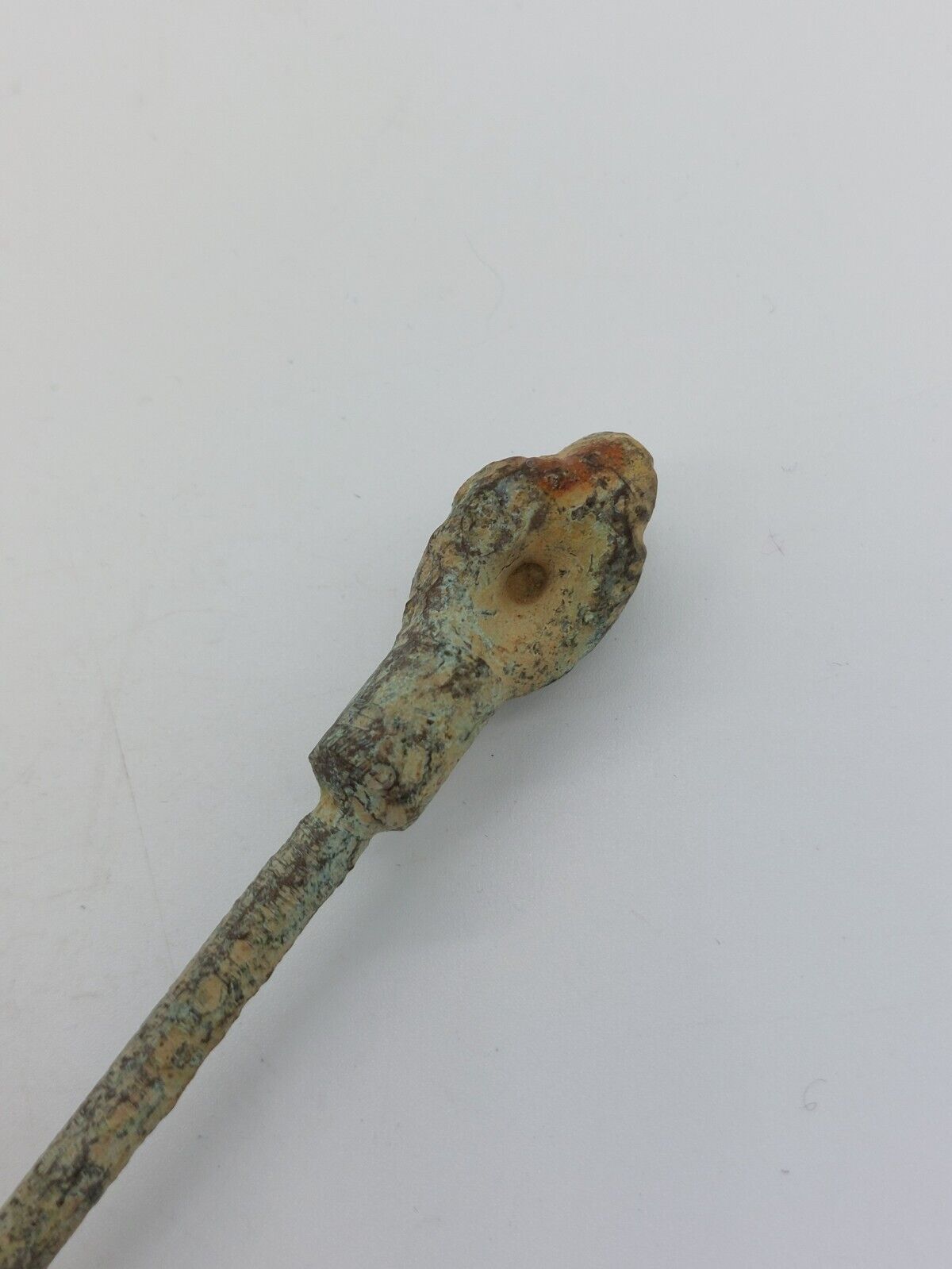 Ancient Roman Bronze hair Pin of A Female bust. 16.5cm Long!