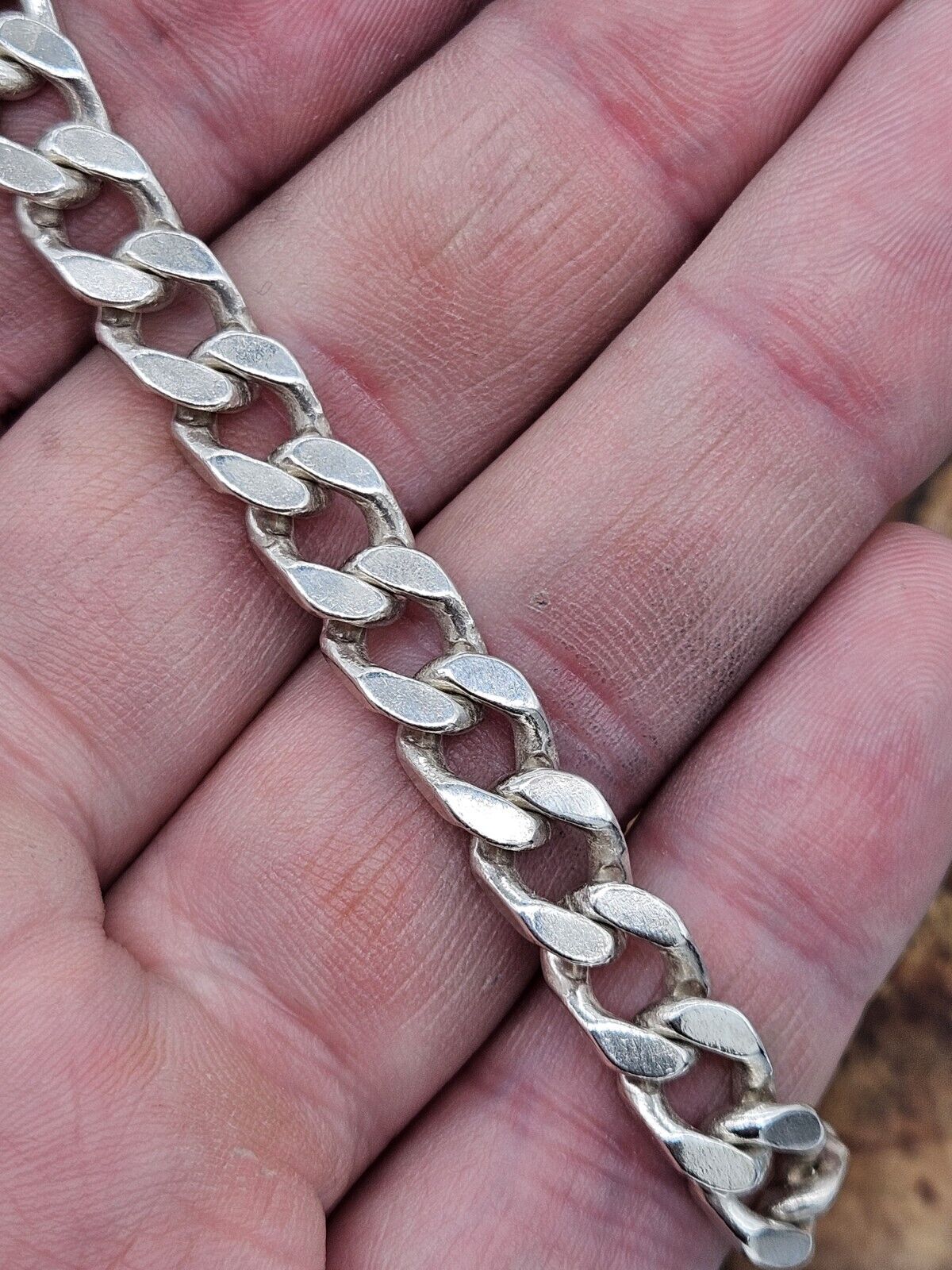 Solid Sterling Silver 925 Curb Link Chain Bracelet 31.9g Hallmarked, 23cm