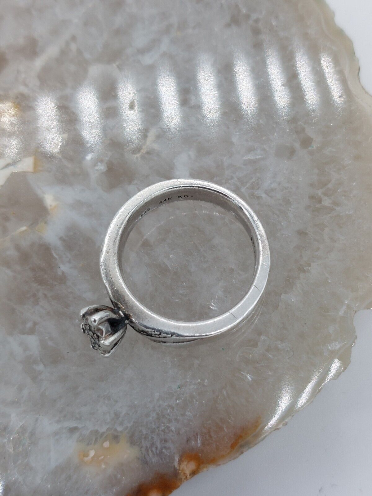 Kenneth David - pave diamond, sterling silver 925, pure 24k love Ring, Size N