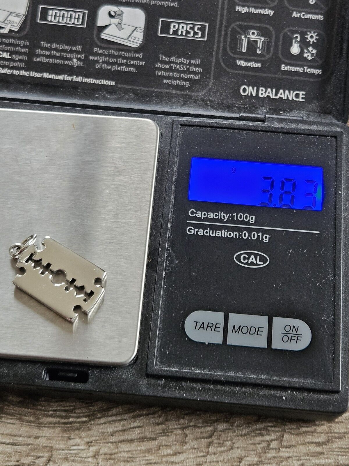 Sterling Silver 925 Razor Blade Pendant, Brand New Stock! Gothic.