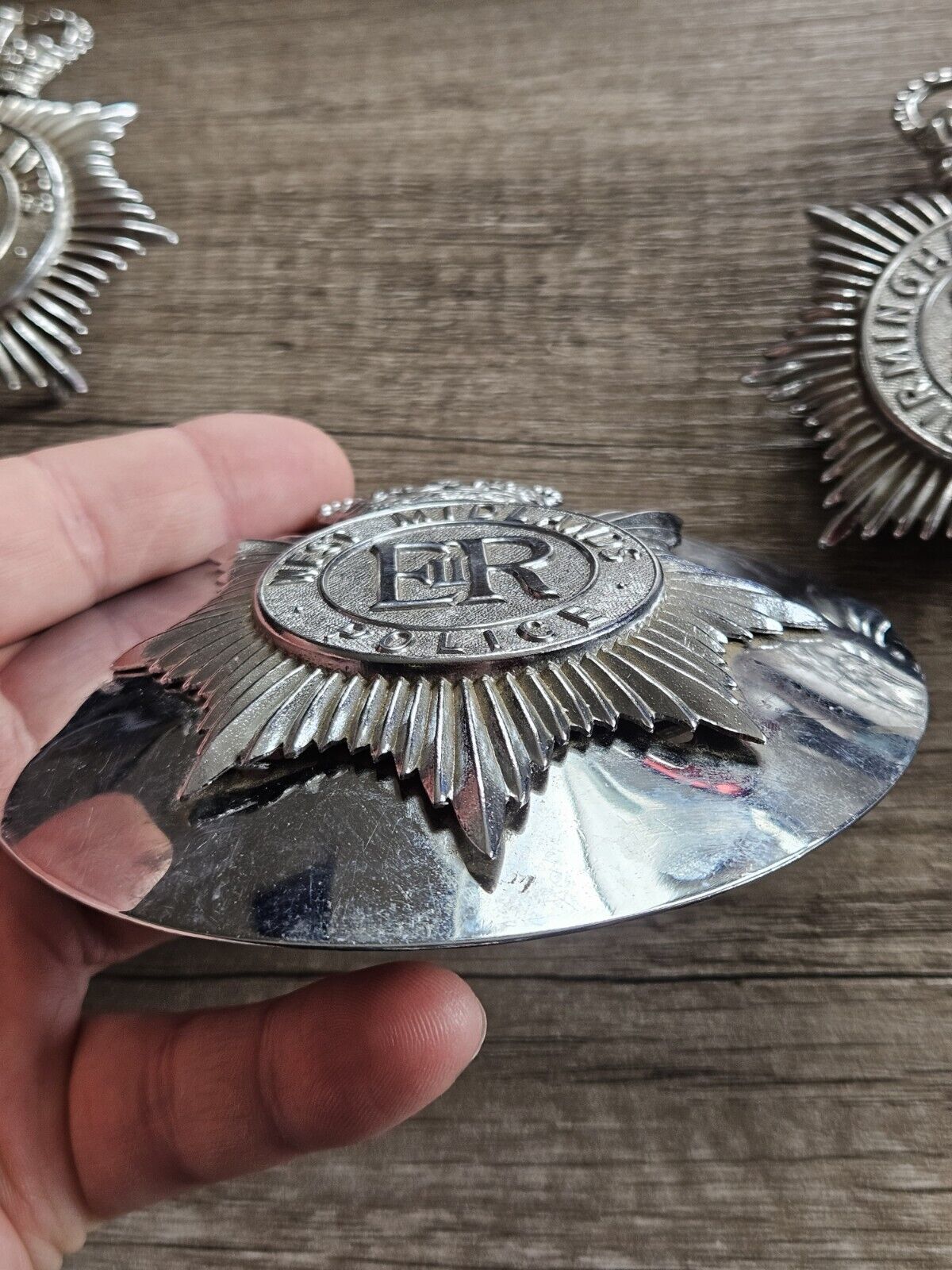 3x West Midlands And Birmingham Police Helmet Plate Obsolete. Plates, Badges.