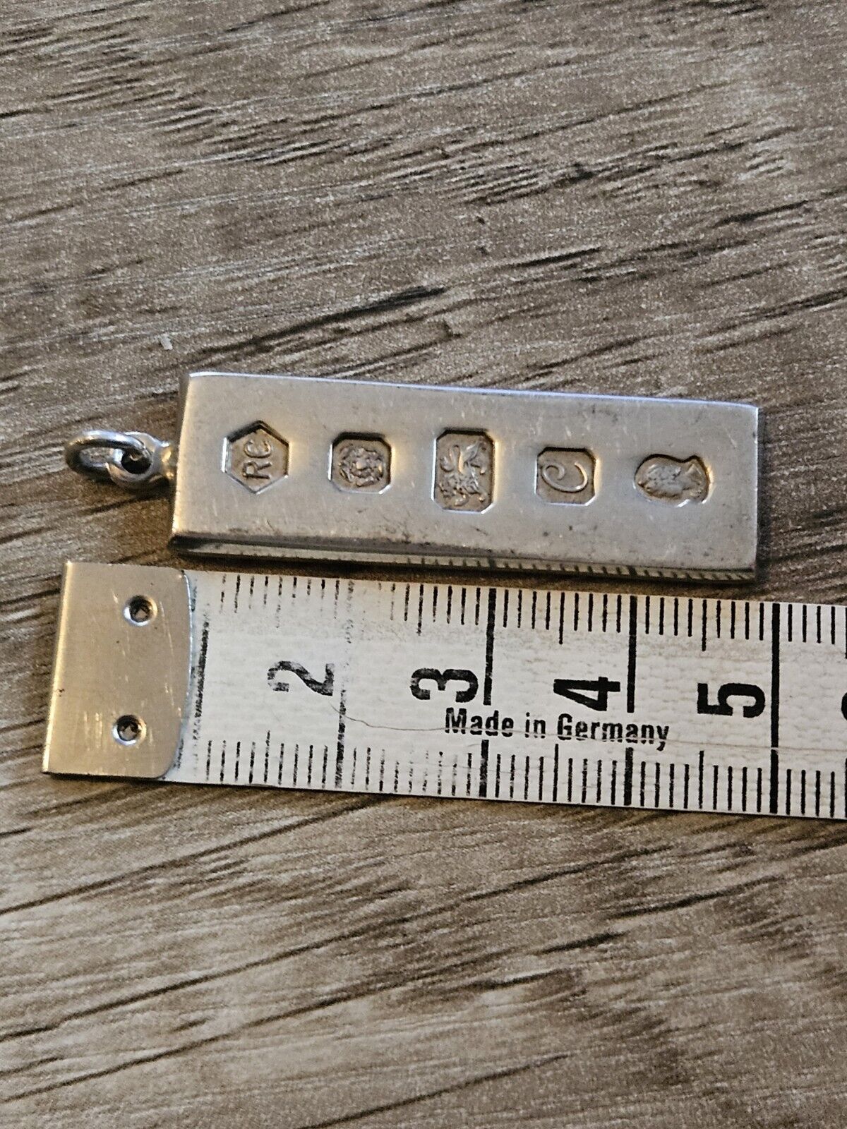Vintage Solid Sterling Silver 925 Ingot Pendant. 14.9g, Sheffield 1977