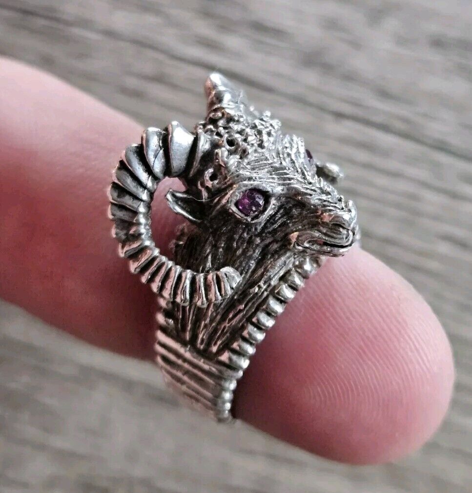 925 Sterling Silver Vintage Aries Zodiac Sign Ring, Size V 1/2, Ram.