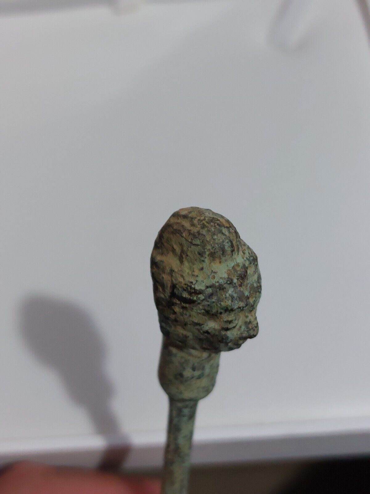 Ancient Roman Bronze hair Pin of A Female bust. 16.5cm Long!