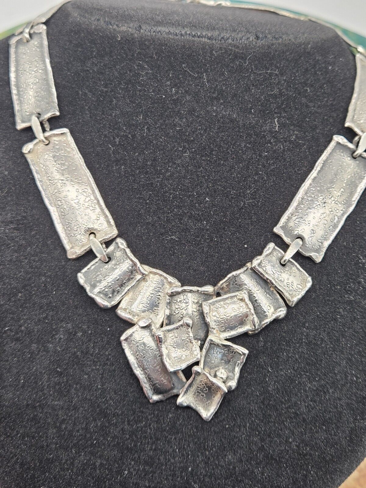 Heavy 925 Sterling Silver Rustic Chain Necklace. Modernist. 16.5 Inches. Natural