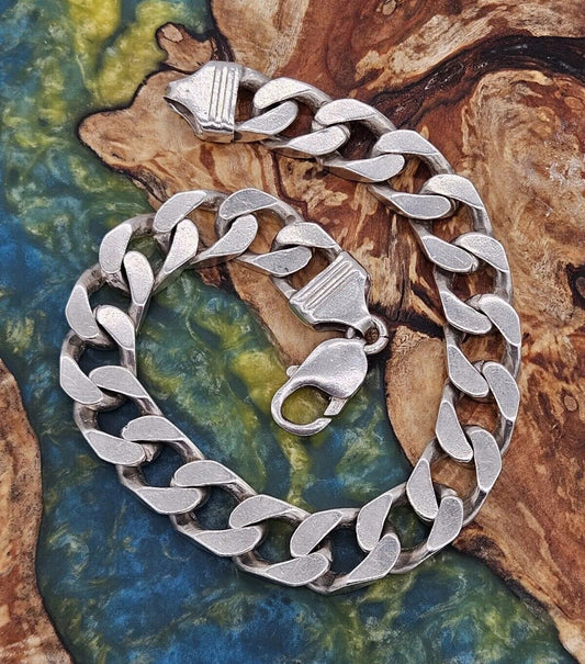 Solid Sterling Silver 925 Curb Link Chain Bracelet Heavy 57g Hallmarked, 25cm