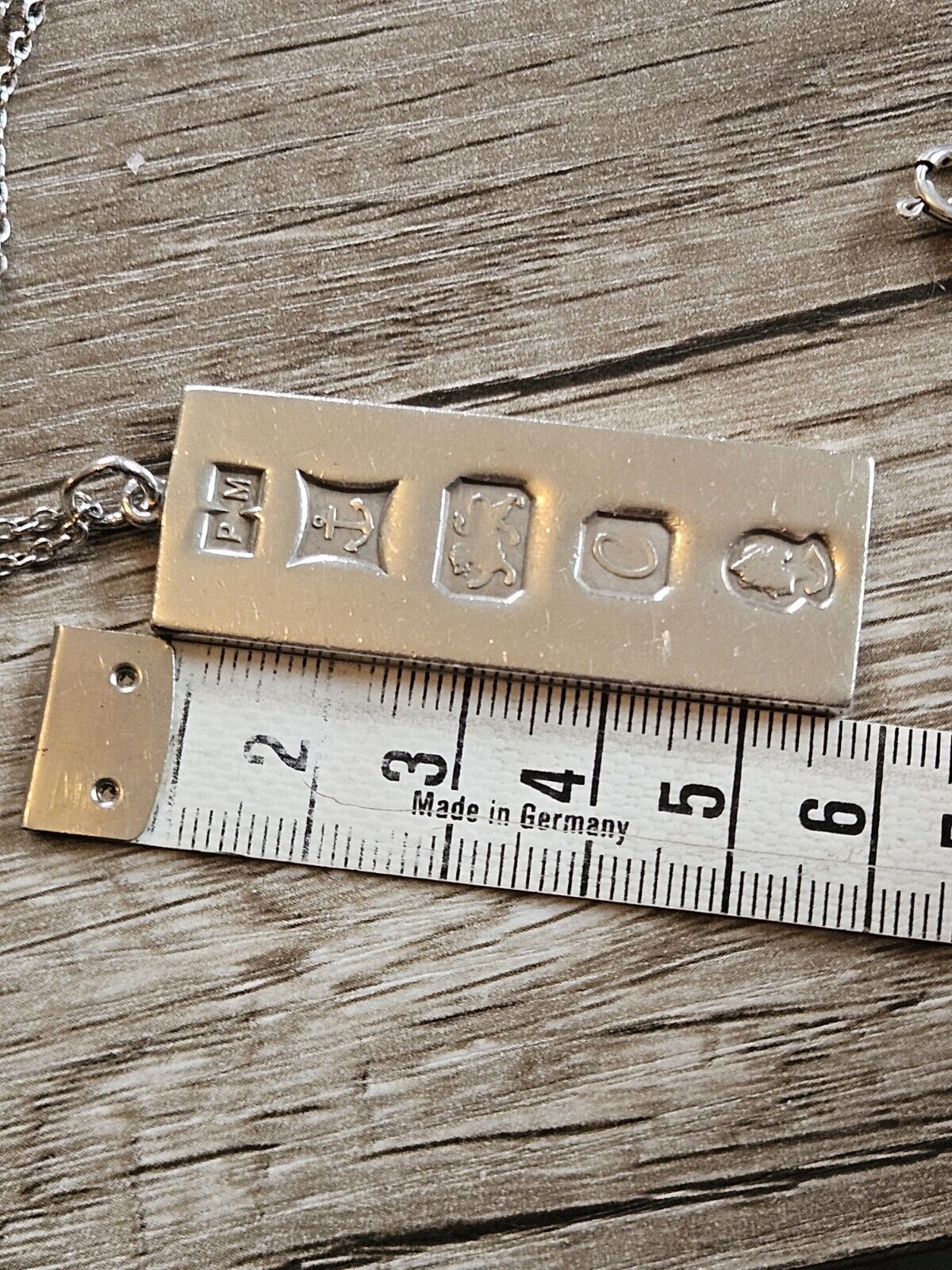 VINTAGE SOLID SILVER 925 BULLION INGOT PENDANT NECKLACE 33.7g, 24" Chain.
