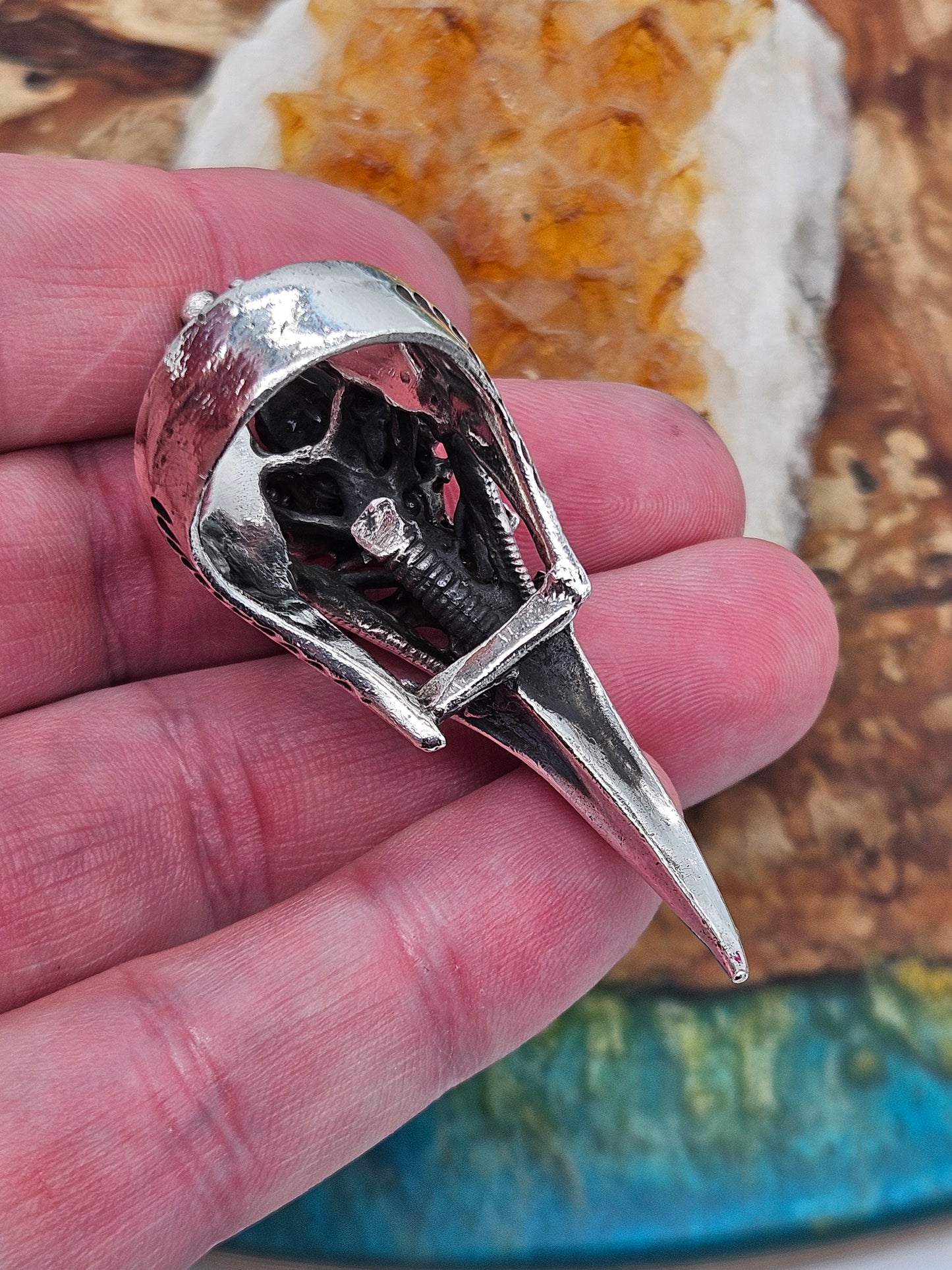 BIOMECHANICAL SILVER 925 CLAW RING. GOTHIC. UK Size U