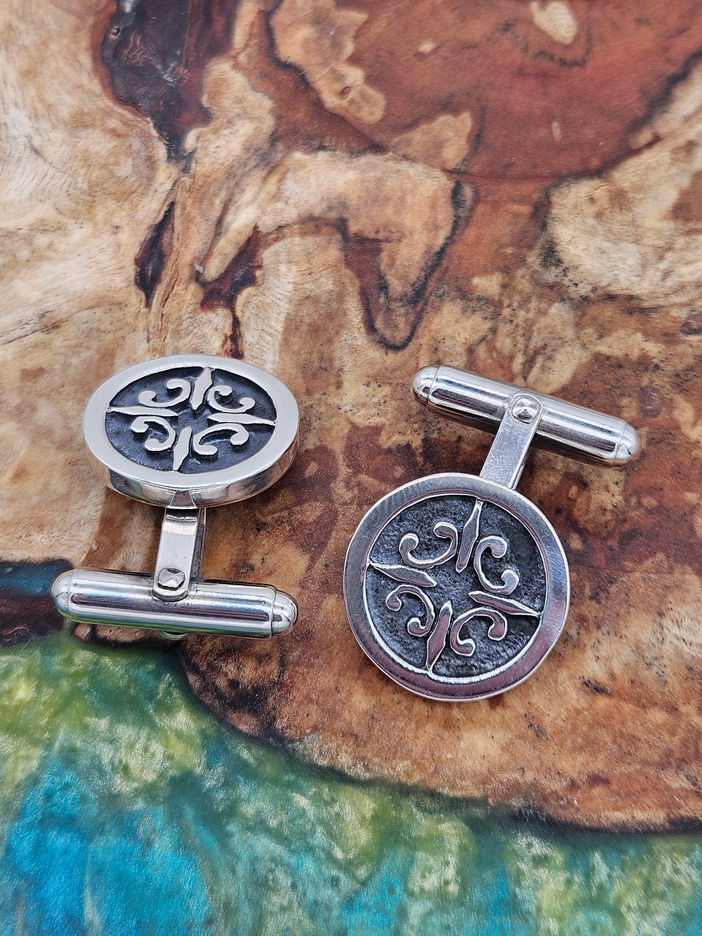 Vintage Sterling Silver 925 Celtic Entwined Knot Panel Cufflinks