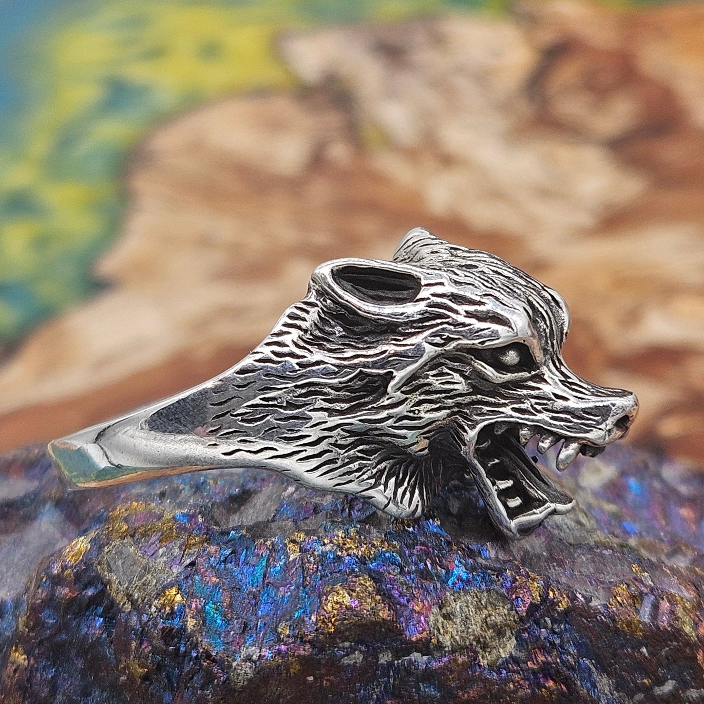 Wolf ring, sterling silver 925. Brand New