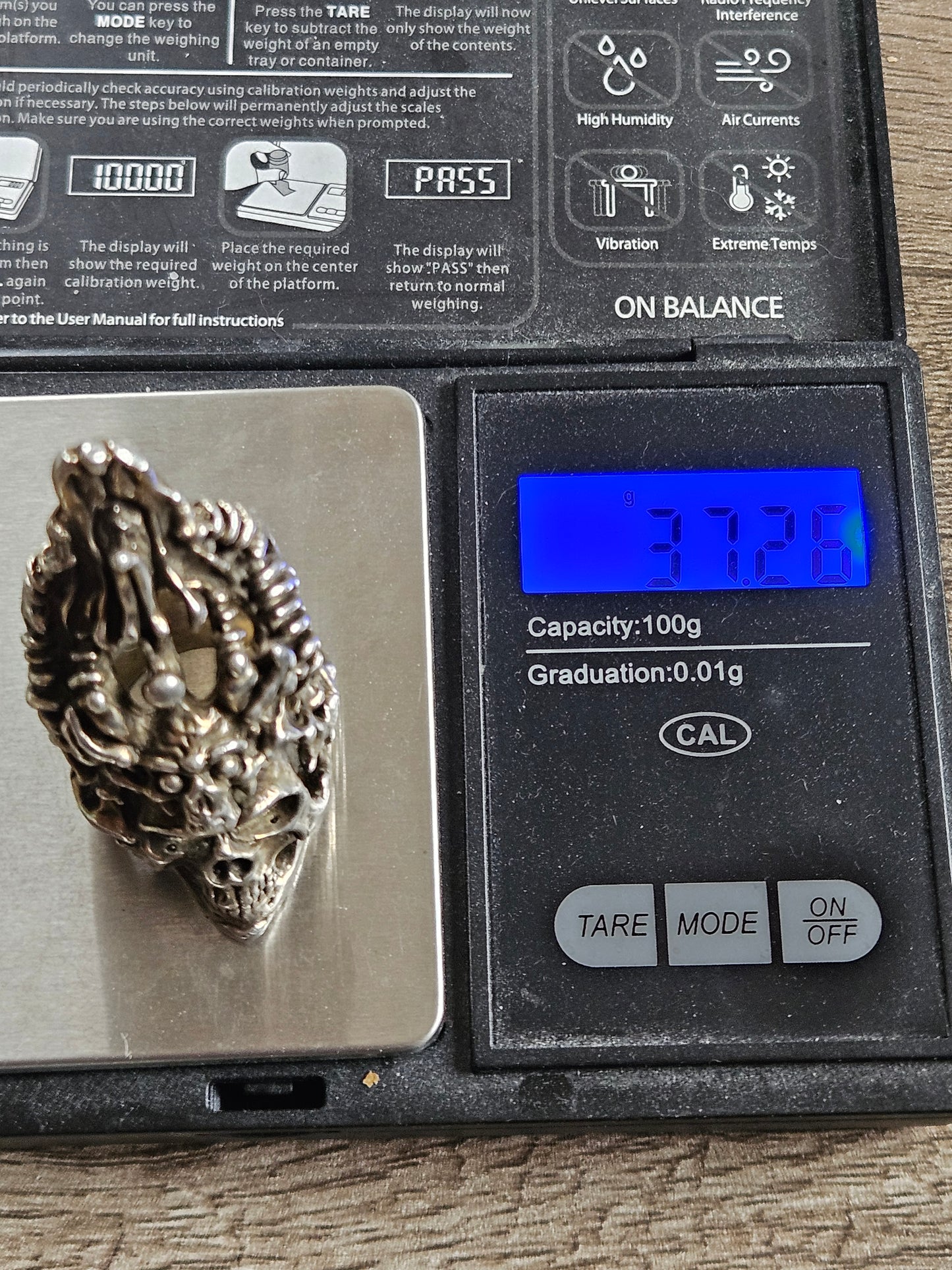 Axel Stocks Skull Ring, Protector Series. Sterling Silver 925 - UK P