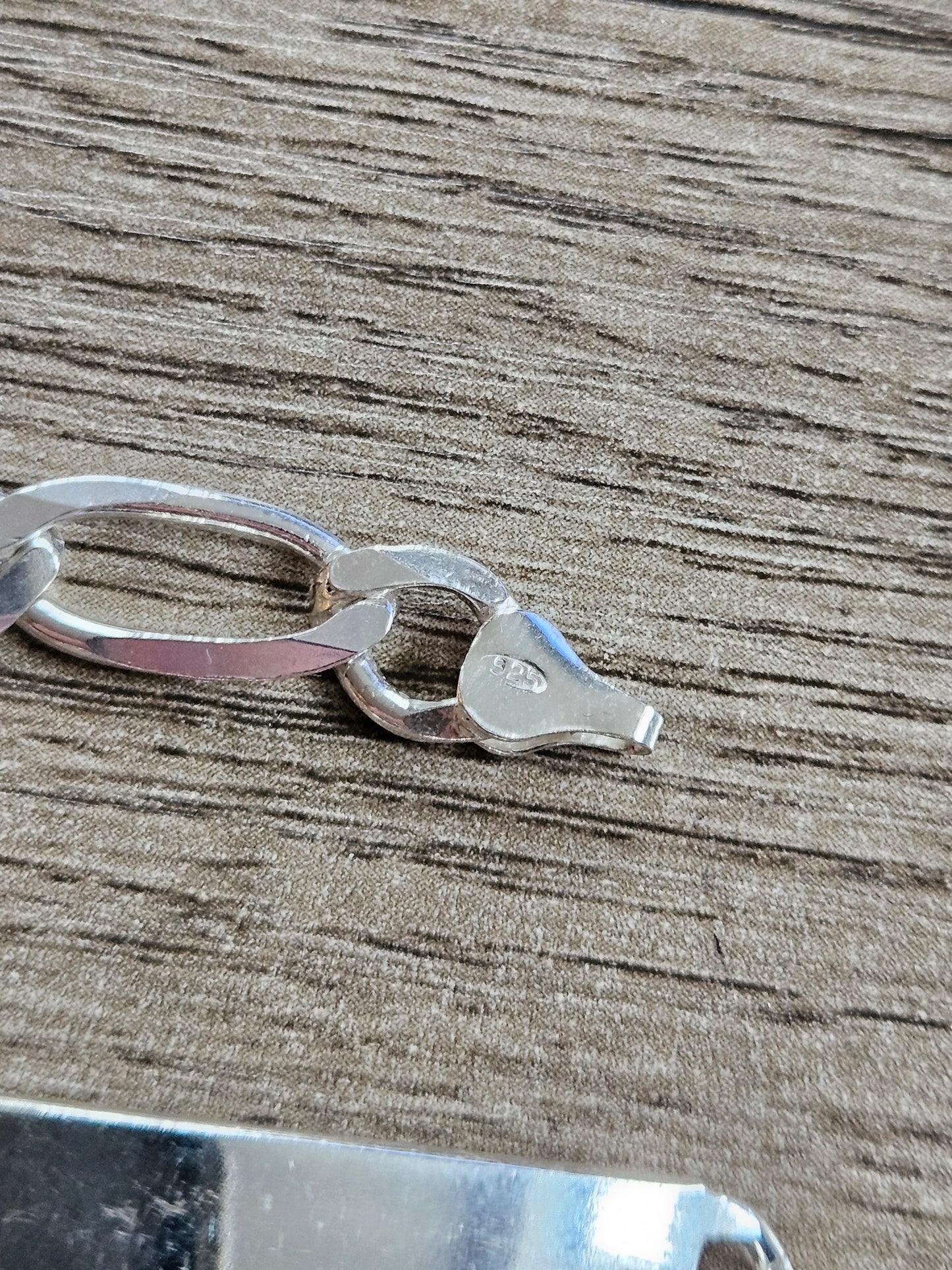 NEW Figaro 925 Silver ID Bracelet. 21.5cm Long, 9mm Wide. 18g