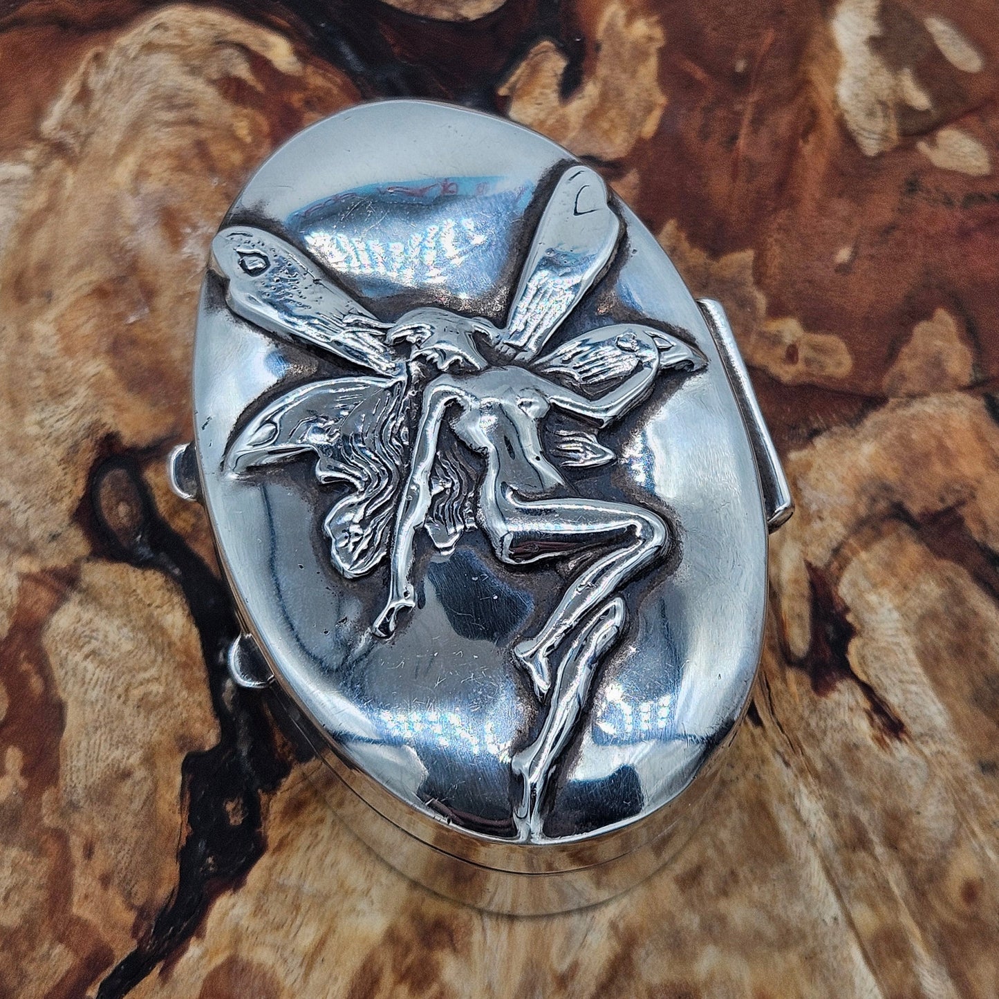 Vintage Sterling Silver 925 Fairy Trinket Box. London 1992.