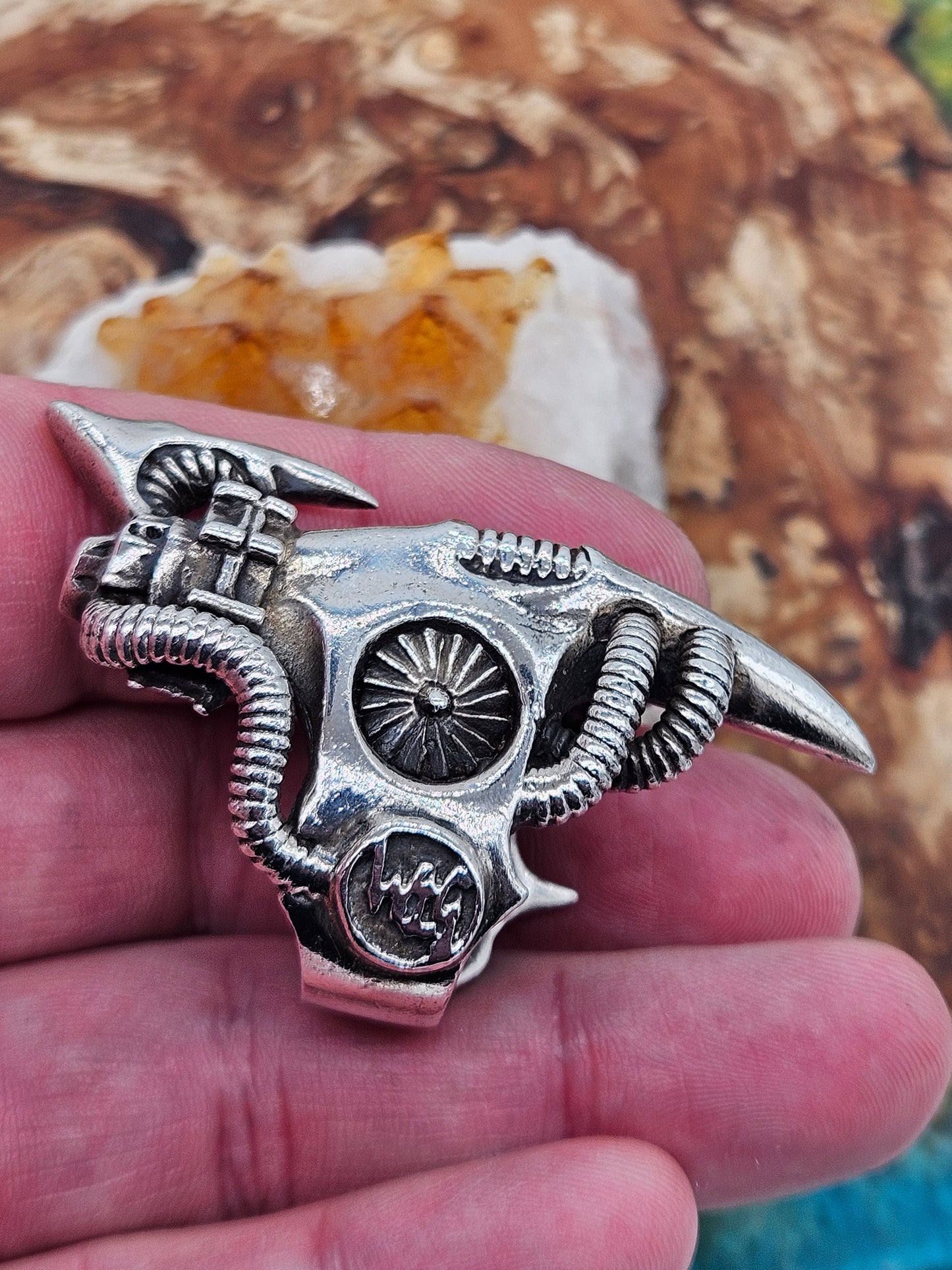 BIOMECHANICAL SILVER 925 CLAW TURBINE RING. GOTHIC. UK Size V, WILLIAM GRIFFITHS