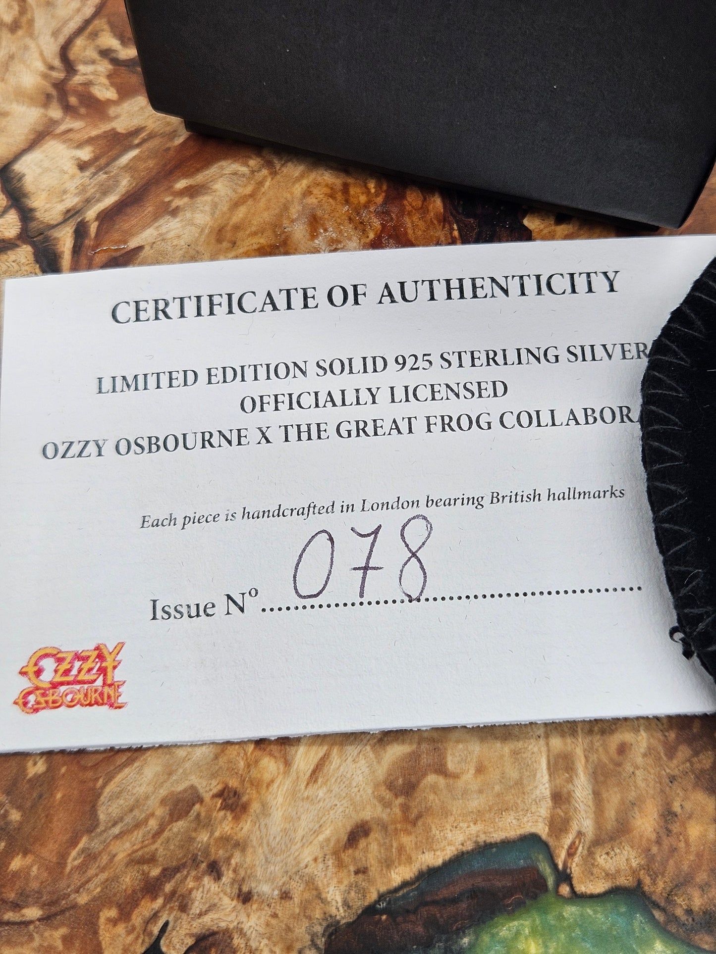 Great Frog, Ozzy Osbourne Crest Signet Ring, Silver 925, Size V. Limited Edition
