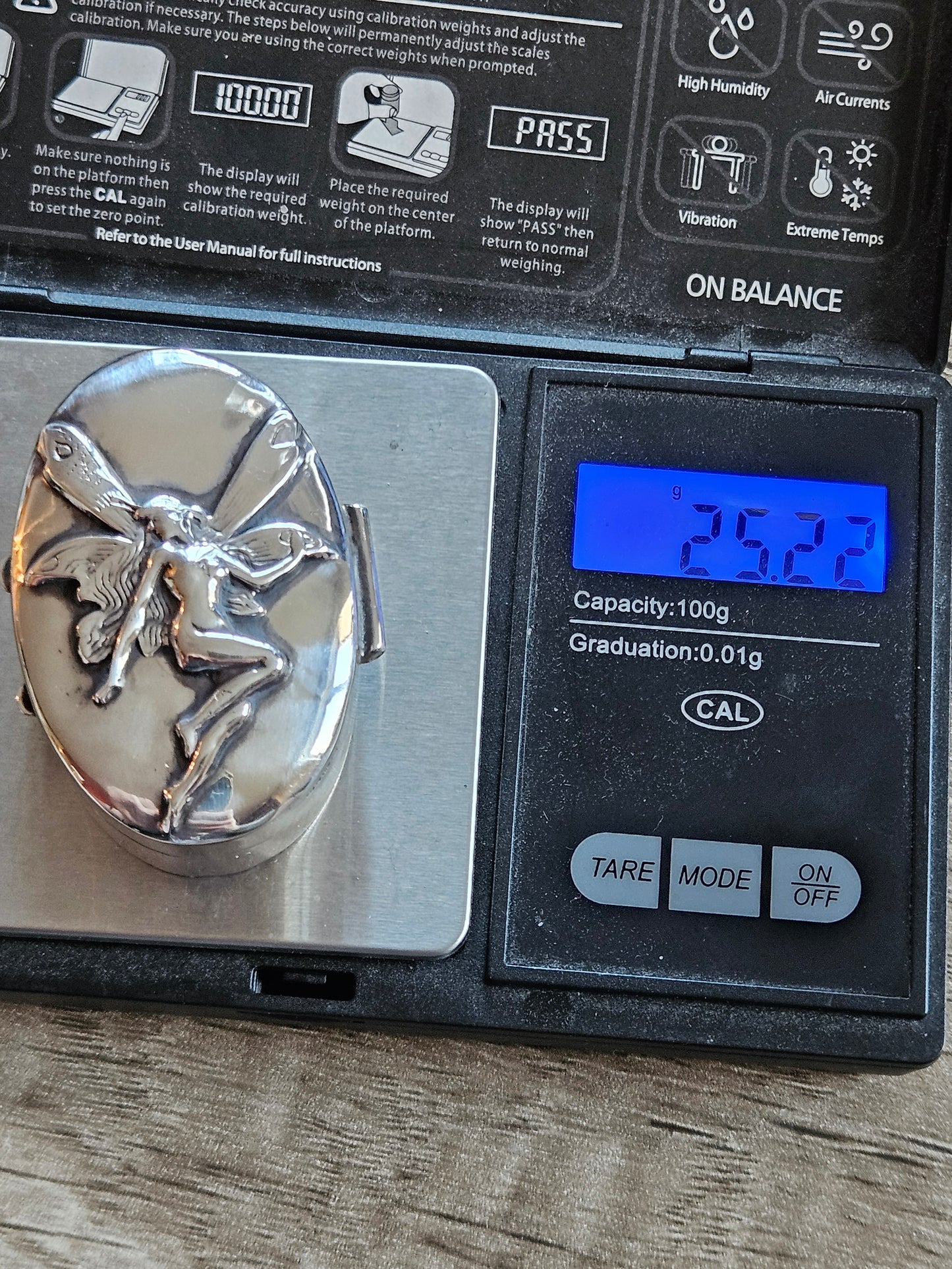 Vintage Sterling Silver 925 Fairy Trinket Box. London 1992.