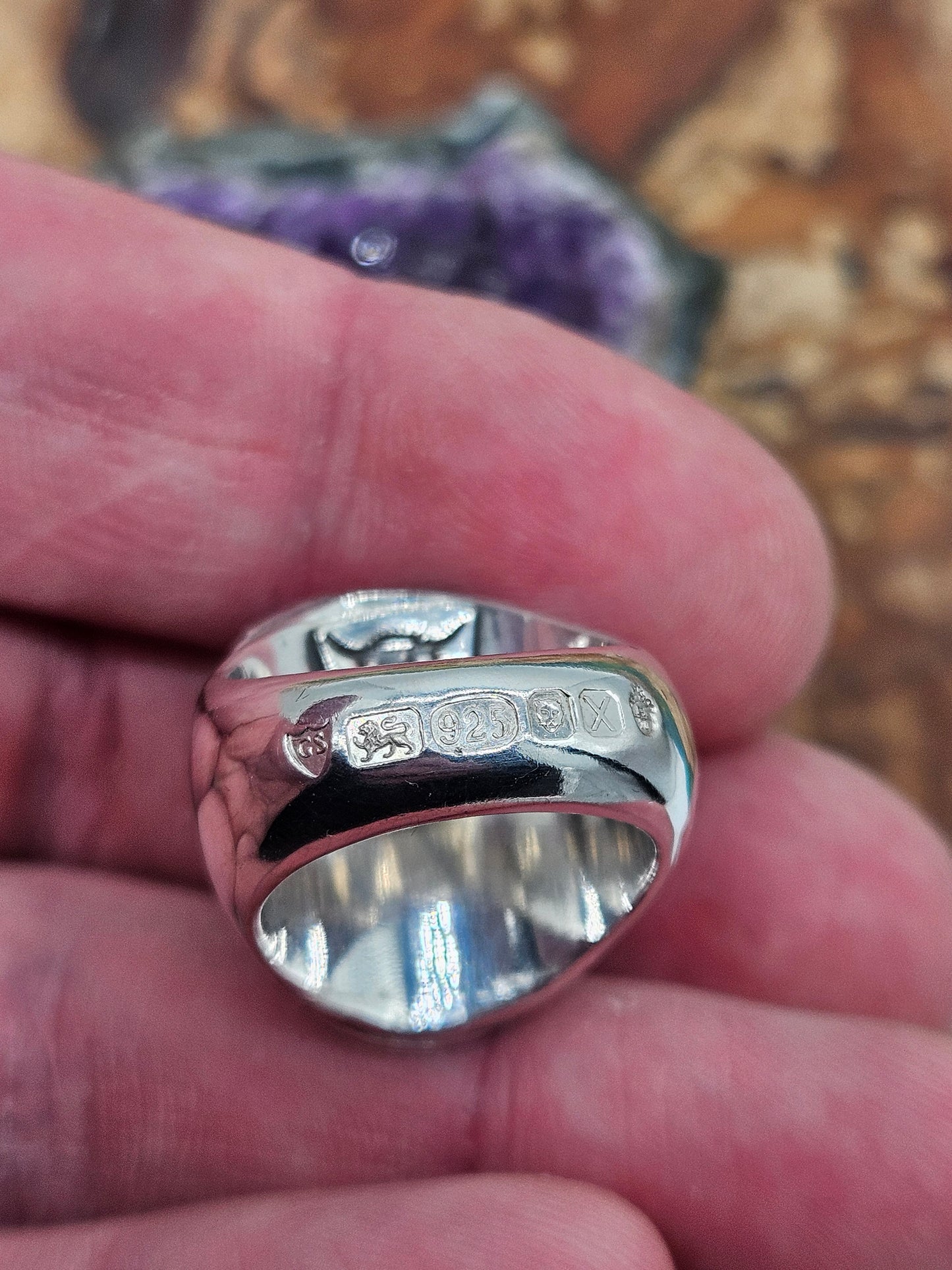 Sterling Silver Skull Snake Ring 925 Solid Heavy, Made By Gypsy Silver. Size N 1/2