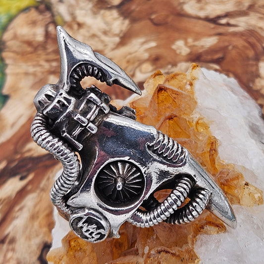 BIOMECHANICAL SILVER 925 CLAW TURBINE RING. GOTHIC. UK Size V, WILLIAM GRIFFITHS