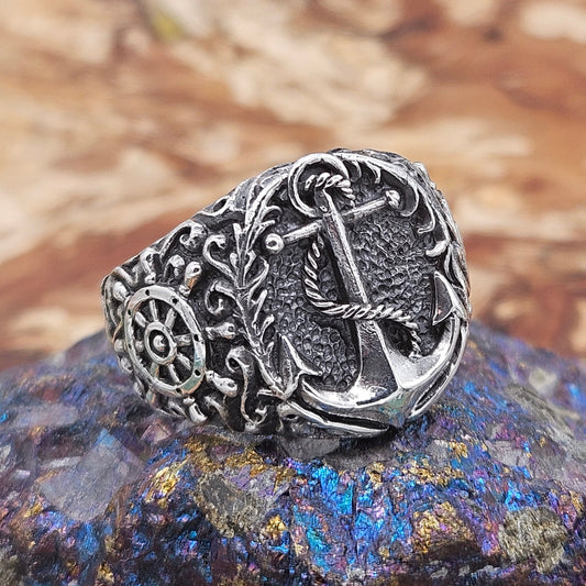 Nautical Anchor ring, sterling silver 925. Size W 1/2, New