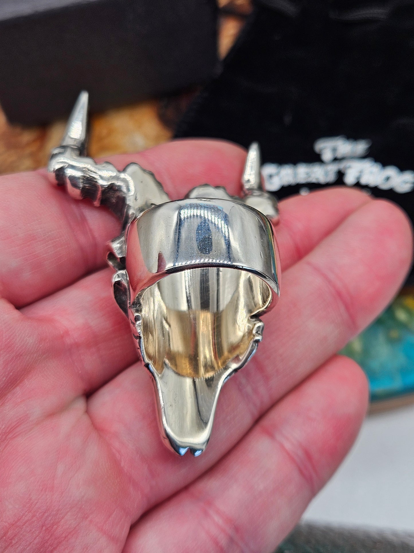 Medium Kudu Skull by The Great Frog Sterling Silver 925 Skull Ring. Size W
