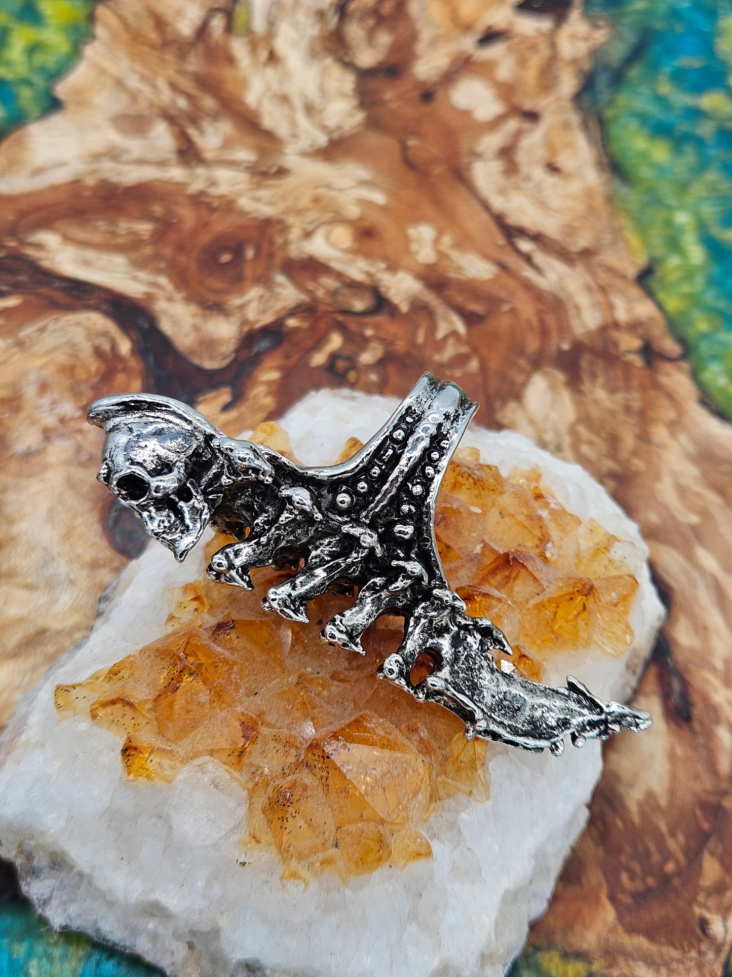 AXEL STOCKS VERTEBRAL SKULL RING SIGNED.