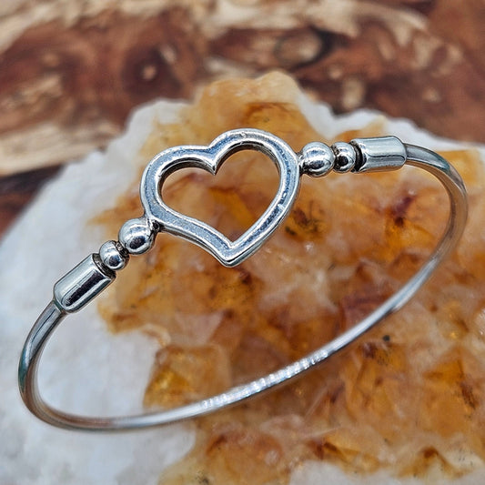 Vintage 925 Silver Heart Bangle For A Child, Children.