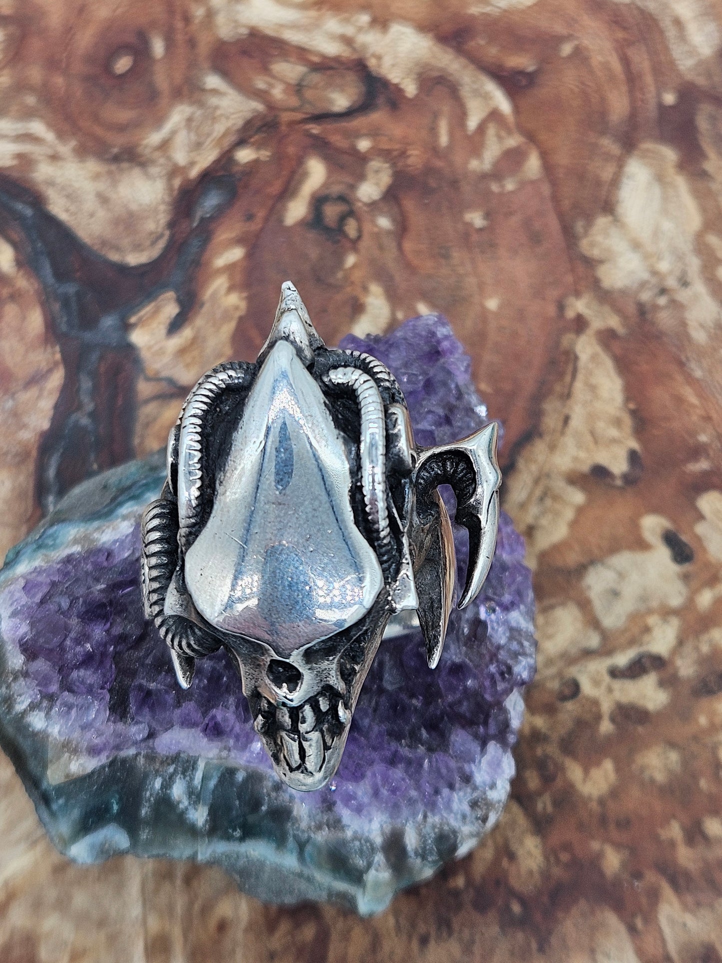 Silver 925 Biomechanical Skull Ring- William Llewellyn Griffiths. Size Z+4