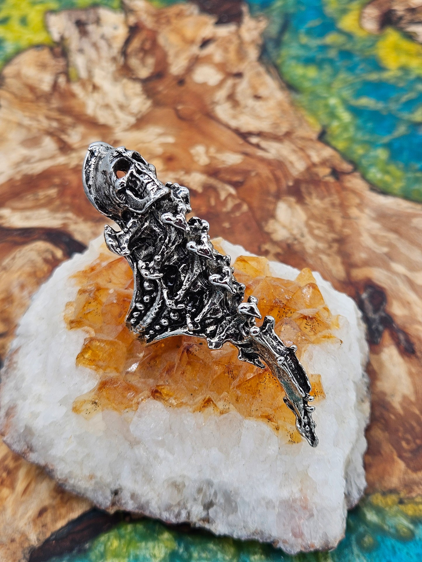 AXEL STOCKS VERTEBRAL SKULL RING SIGNED.