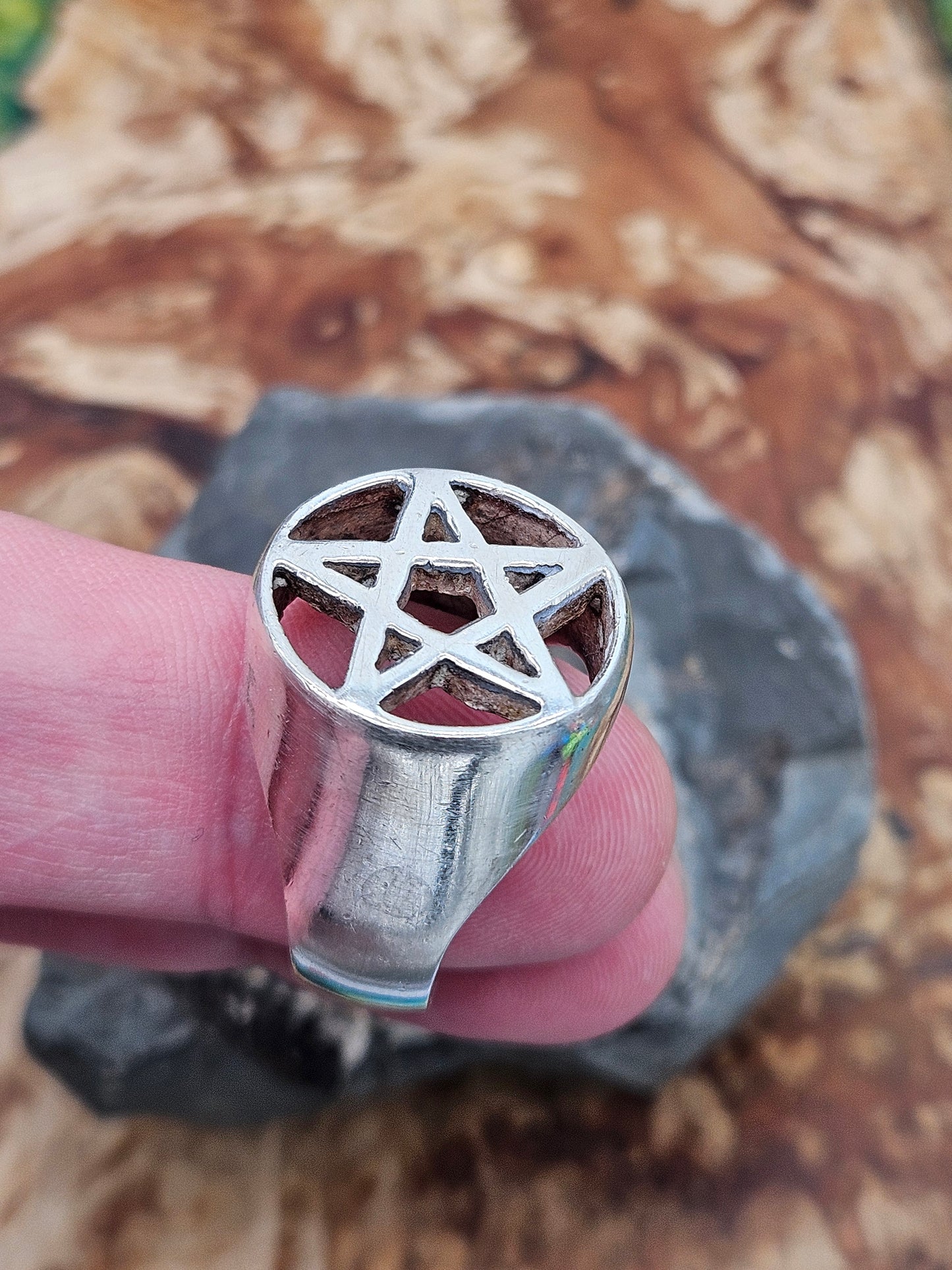 Wildcat Collection - Pentagram Ring, UK Size X 1/2, Solid Silver 925.