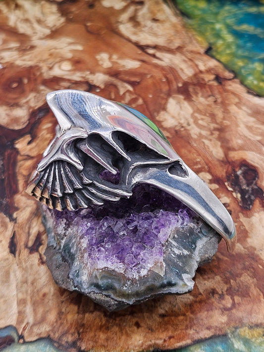 Silver 925 Winged Bird Skull Ring- William Llewellyn Griffiths. Size W