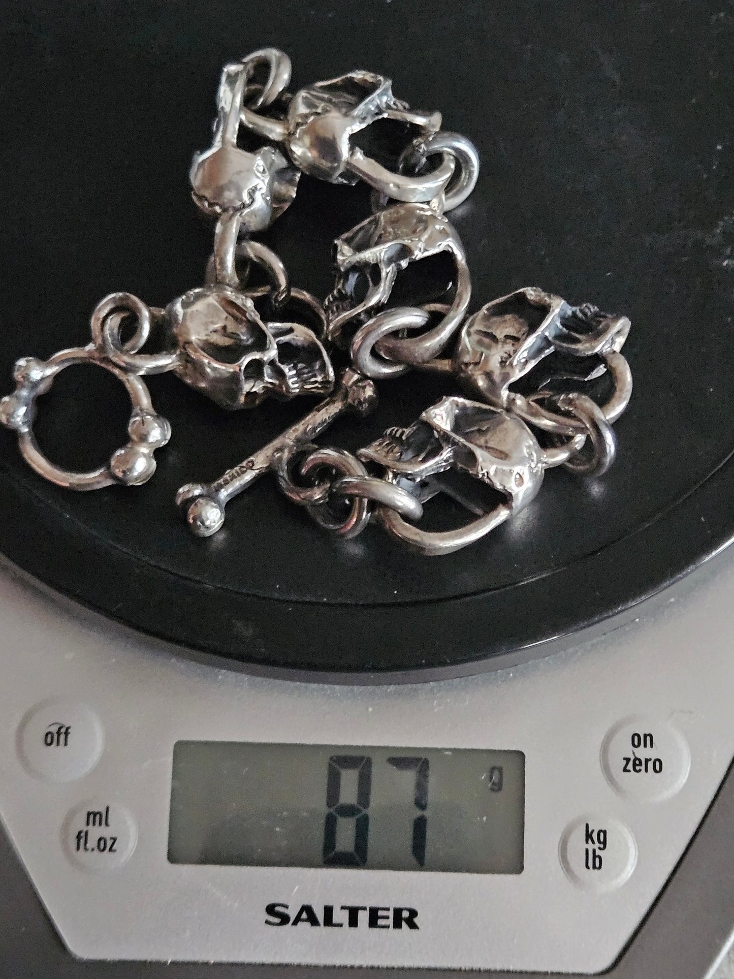 Huge Heavy Mexican Sterling Silver Skull Bracelet. 87 Grams!