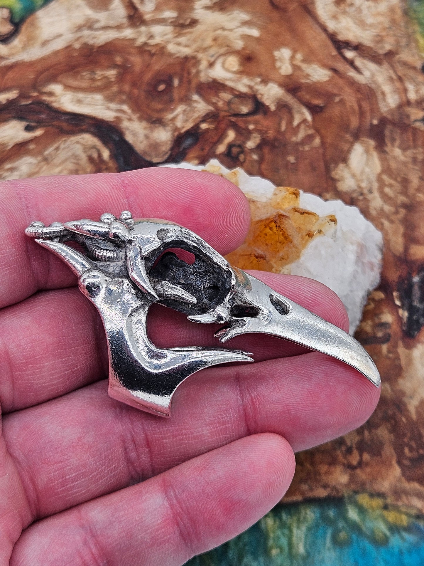 Biomechanical Bird Skull Silver 925  Ring. Gothic. UK Size R